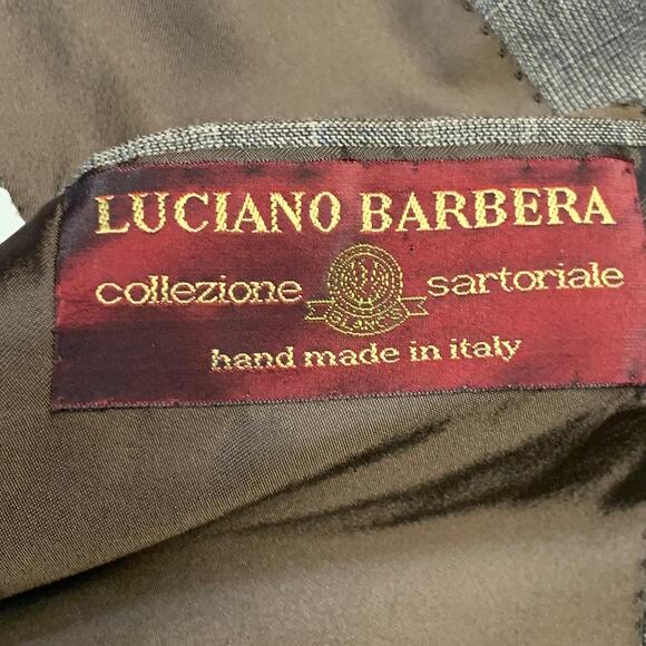 LUCIANO BARBERA Size 38 Regular Brown Plaid Wool Notch Lapel Pleated Suit - Picture 8 of 15